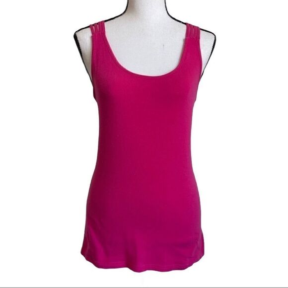 Col Story Hot Pink Workout Tank, Basket Weave Back - Picture 1 of 9